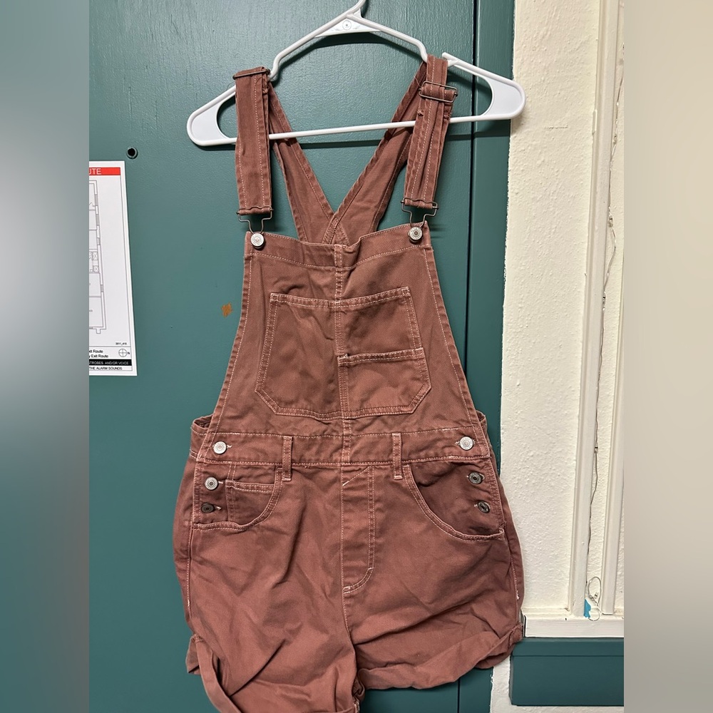 We The Free Brown Jean Shorts Overalls